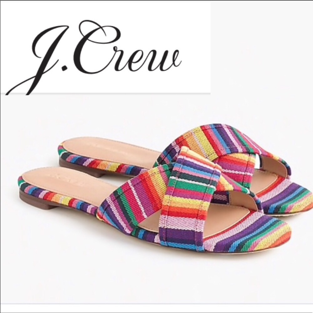 🌈JCrew Multistripe Cora Crisscross RainbowSandals